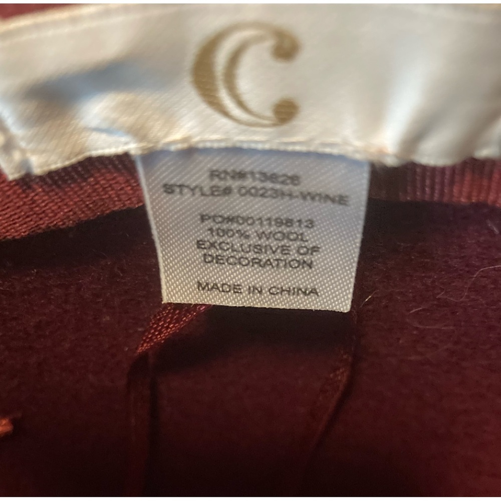 Set of Three Stylish 100% Wool Felt Hats in Burgundy, Blue, and Beige - Picture 12 of 13